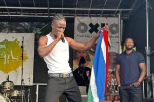 Gambian rapper Jizzle performs at Eras Festival in Norway
